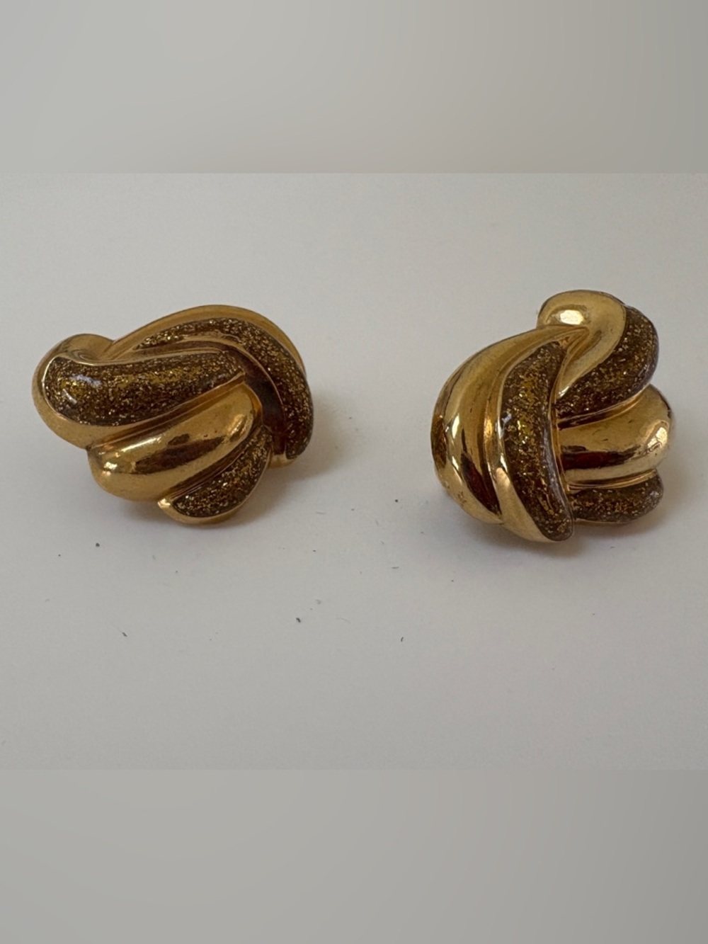 Vintage Gold-Tone Twist Knot Statement clip on Earrings